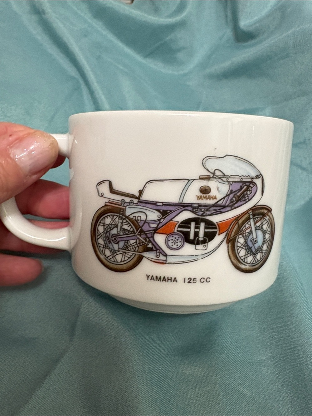 vintage 1970s Yamaha motorcycle dealer promotional mug